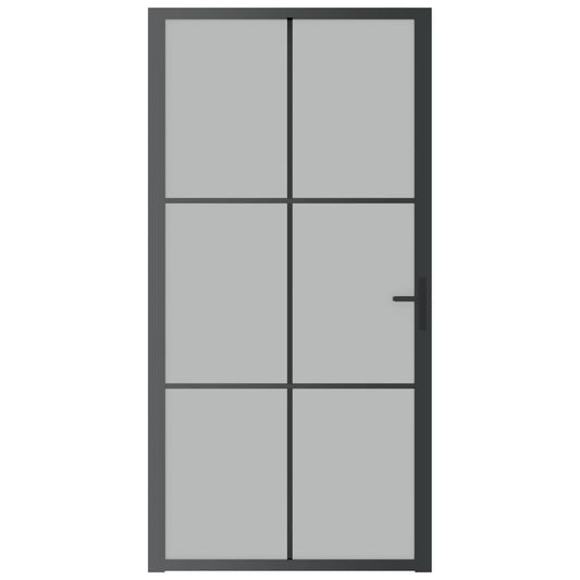 vidaXL Interior Door 40.4"x79.3" Black Matt Glass and Aluminum-1