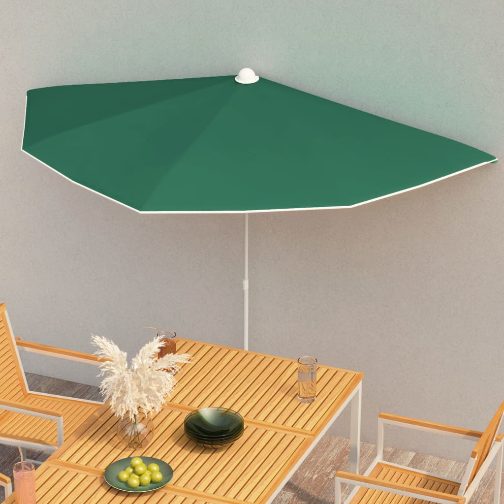 vidaXL Garden Half Parasol with Pole Outdoor Umbrella Sunshade Multi Colors-6