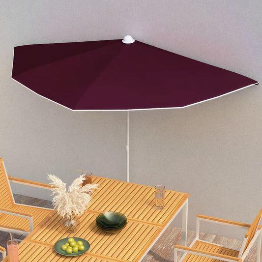 vidaXL Garden Half Parasol with Pole Outdoor Umbrella Sunshade Multi Colors-10