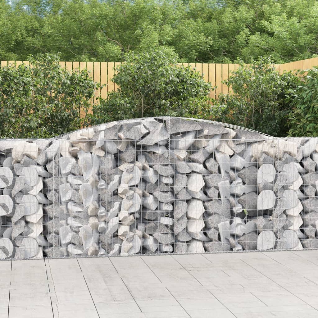vidaXL Arched Gabion Baskets 8 pcs 157.5"x19.7"x39.4"/47.2" Galvanized Iron-2