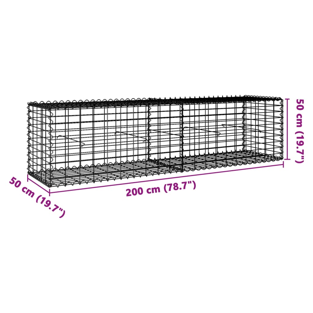 vidaXL Gabion Basket with Cover 39.4"x19.7"x39.4" Galvanized Iron-30