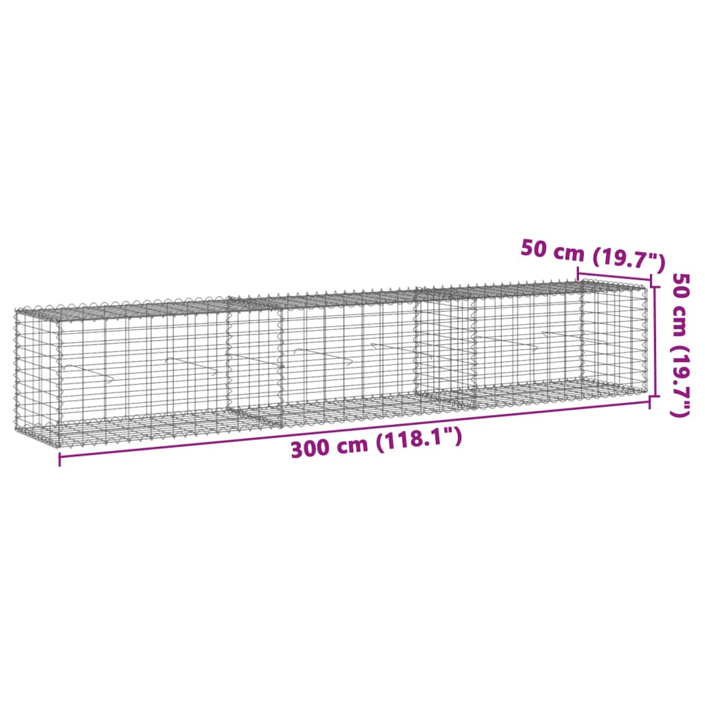 vidaXL Gabion Basket with Cover 39.4"x19.7"x39.4" Galvanized Iron-10