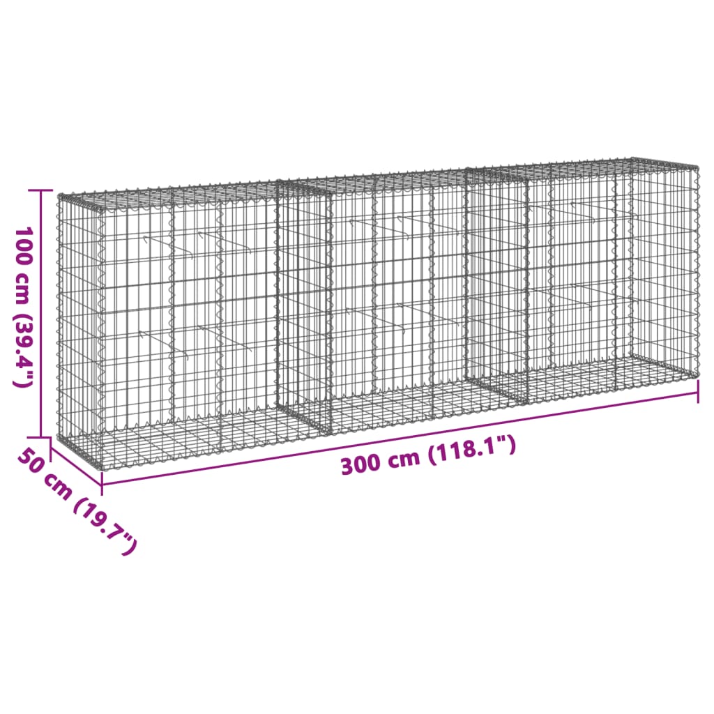 vidaXL Gabion Basket with Cover 39.4"x19.7"x39.4" Galvanized Iron-4