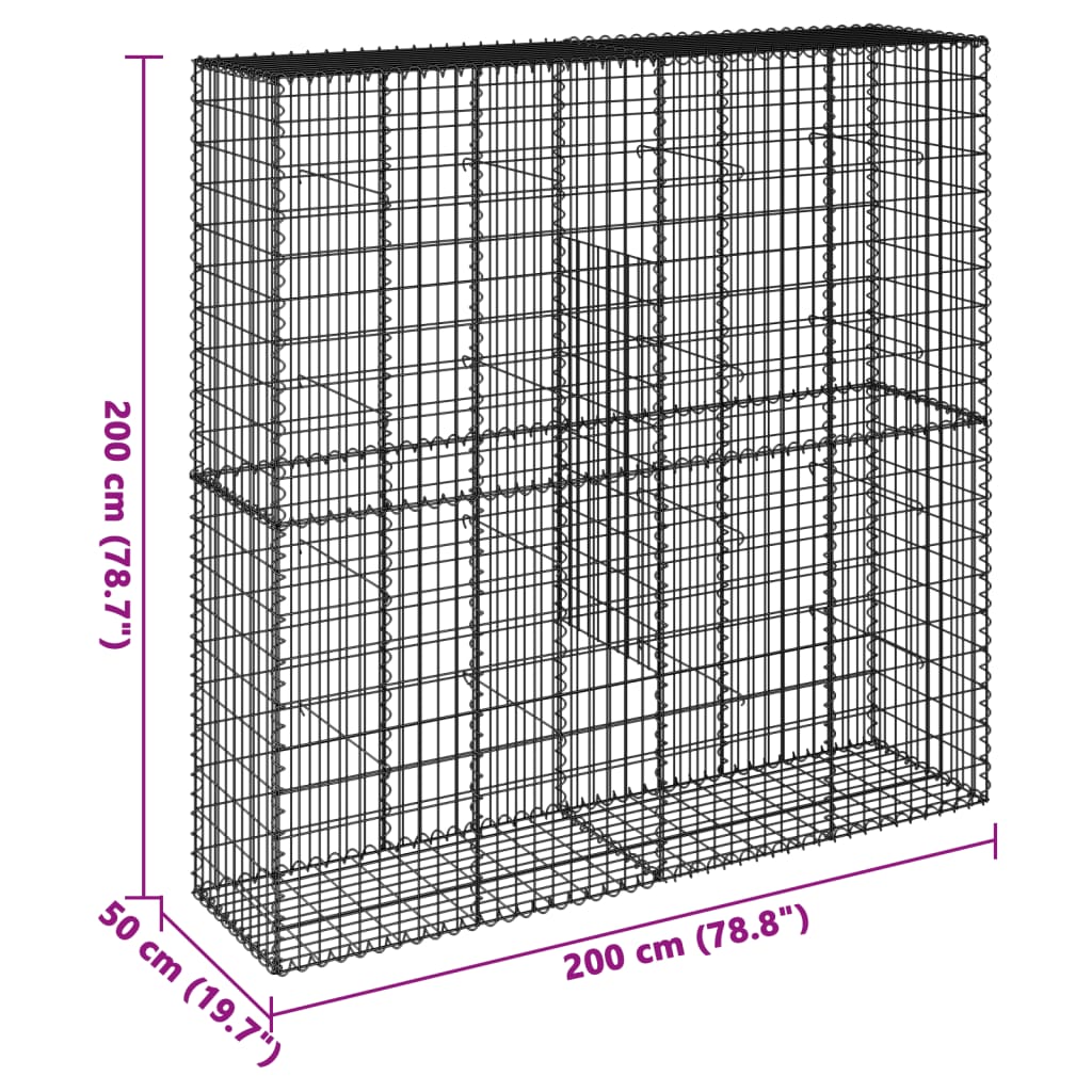 vidaXL Gabion Basket with Cover 39.4"x19.7"x39.4" Galvanized Iron-42