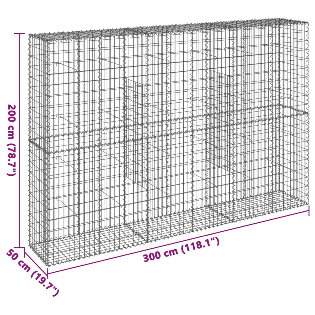 vidaXL Gabion Basket with Cover 39.4"x19.7"x39.4" Galvanized Iron-37