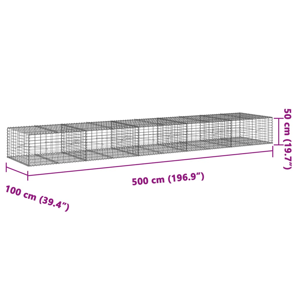 vidaXL Gabion Basket with Cover 39.4"x19.7"x39.4" Galvanized Iron-14