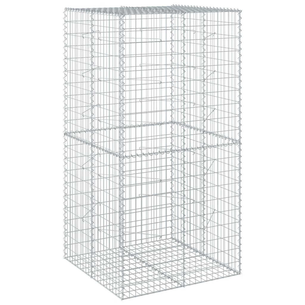 vidaXL Gabion Basket with Cover 39.4"x19.7"x39.4" Galvanized Iron-16