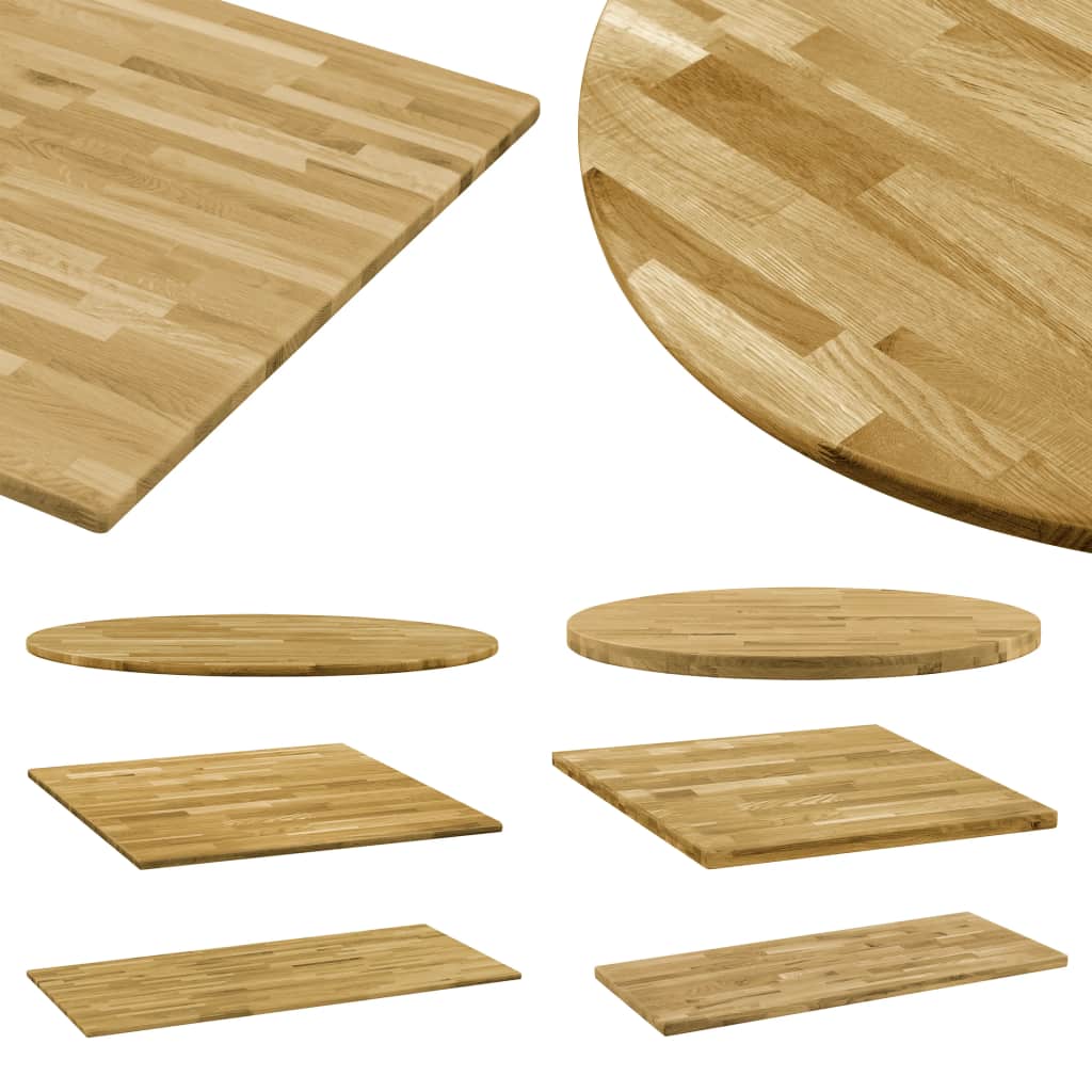 vidaXL Table Top Wooden Table Top for Indoor Desk Top Replacement Solid Oak-5