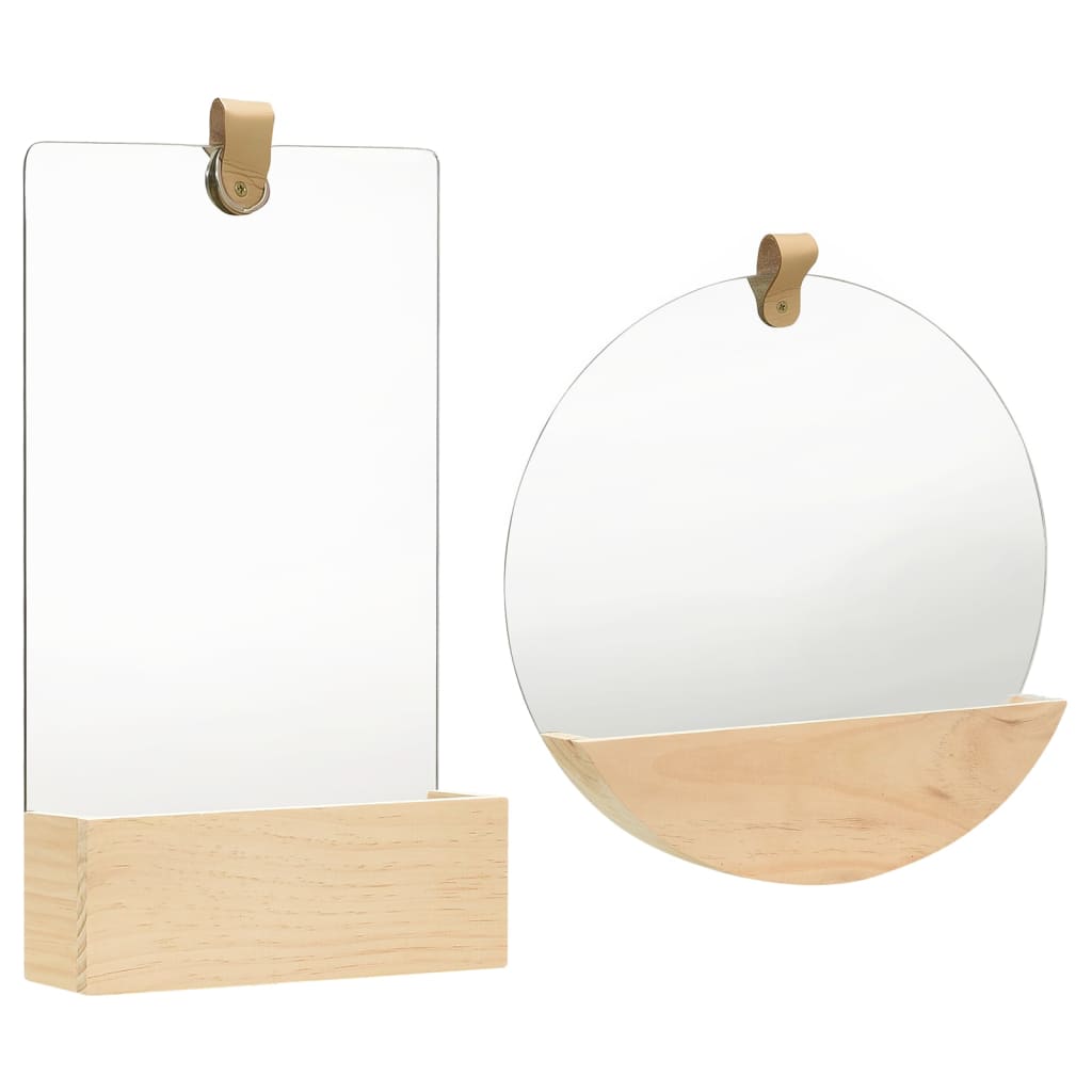 vidaXL Hanging Mirror Wall Mirror with Storage Bathroom Mirror Solid Pinewood-5